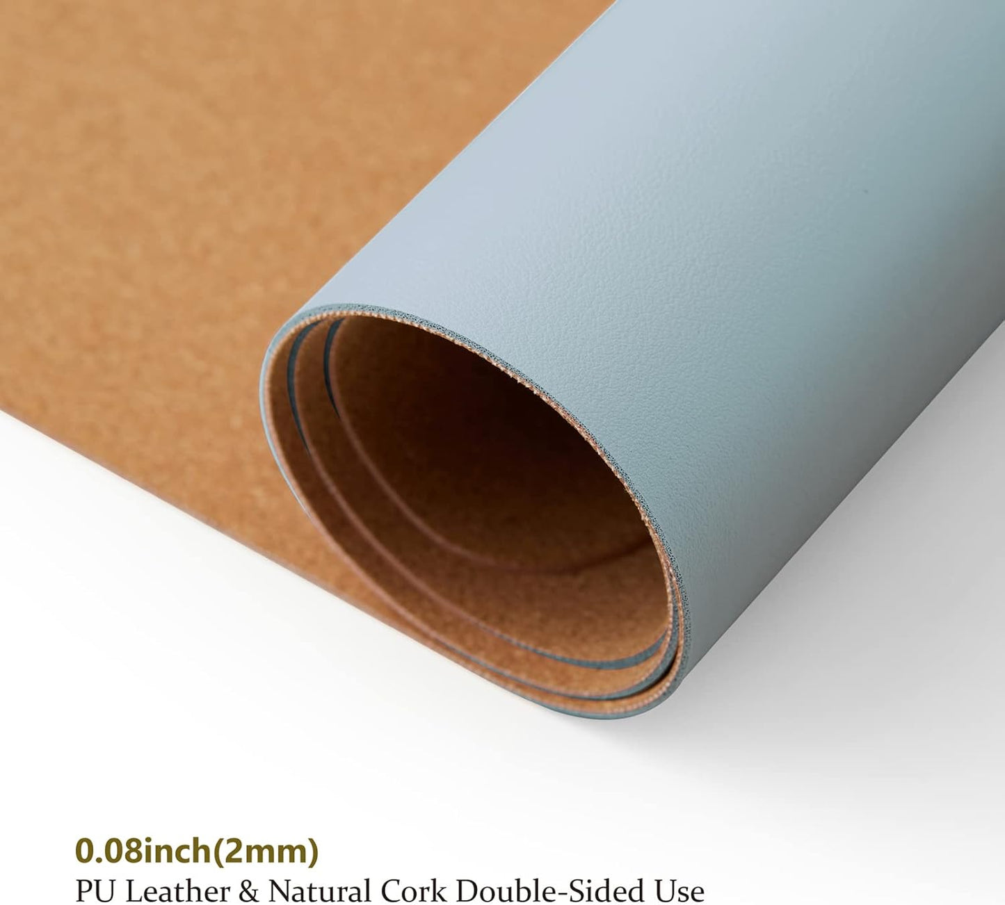 Cork Desk Mat - Dual-Sided Desk Pad for Office and Home - Desk Organization and Accessories - Ideal for Large Mouse Pad and Desk Mats on Top of Desks(Light Blue,90cmx 43cm)