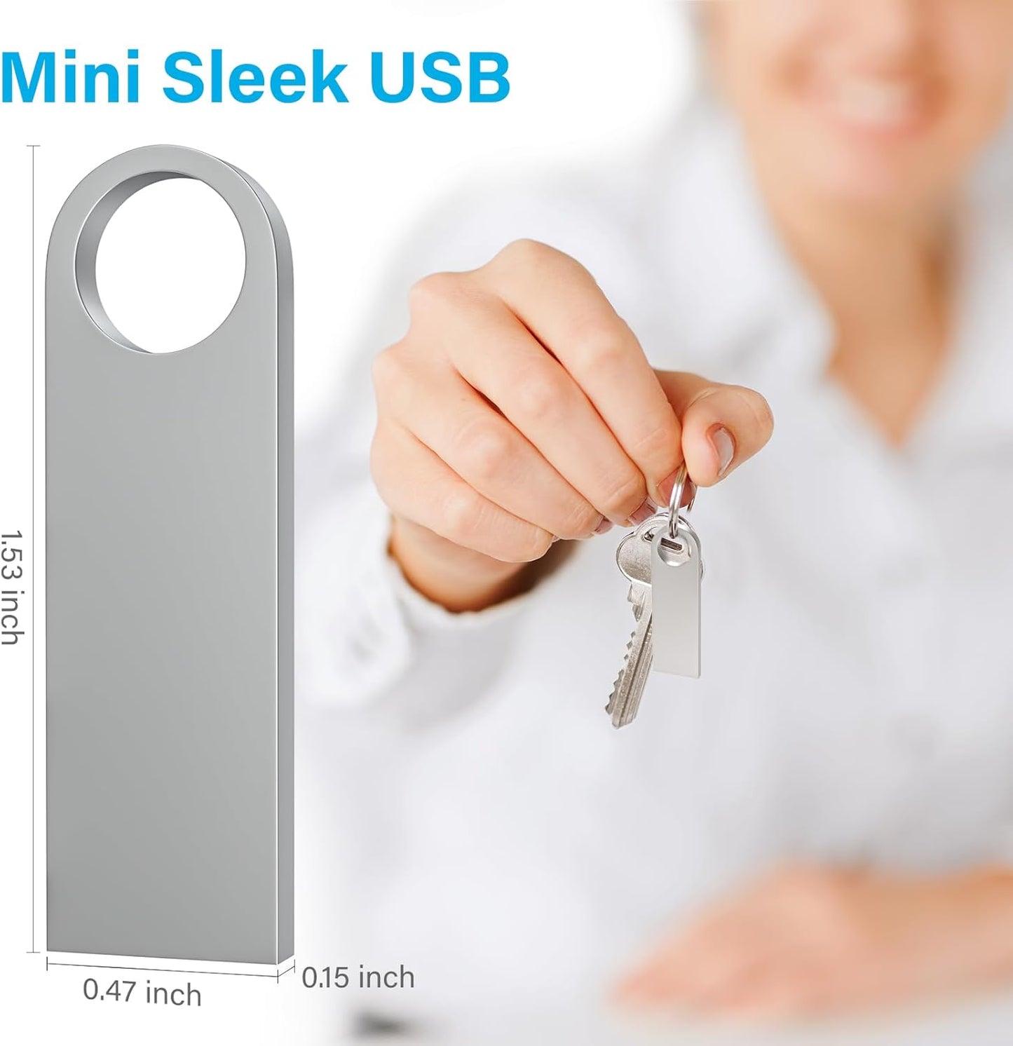 ABLAZE Custom Flash Drive 64GB 10 Pack, Personalized USB with Your Logo Metal Thumb Drives USB 2.0 Memory Stick Pendrive (Sliver)