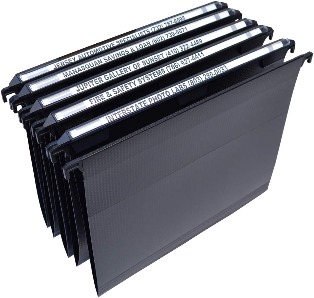 Ultimate Office MagniFile Hanging File Folders (Black, V-Base Letter, Set of 5)