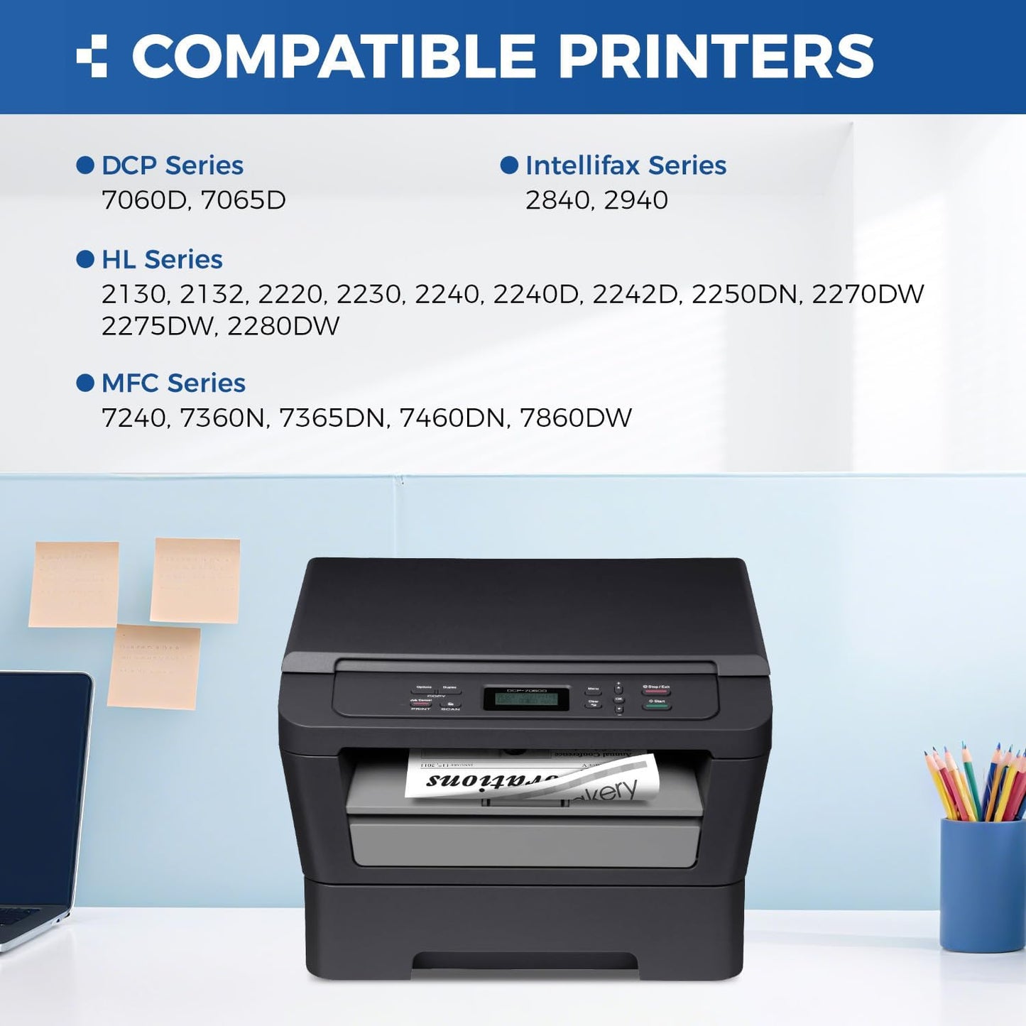 TN450 Black Toner Cartridge 2-Pack Replacement Compatible for Brother TN-450 450 Toner HL-2270DW HL-2280DW HL-2230 MFC-7360N MFC-7860DW DCP-7065DN Intellifax 2840 2940 MFC-7240 HL-2240D Printer Ink