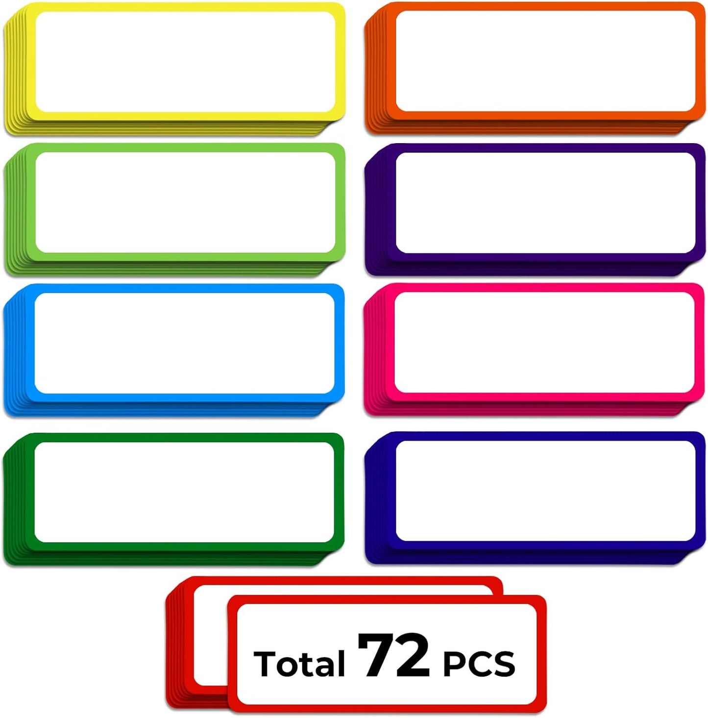 Utron 72PCS Magnetic Dry Erase Labels, 3.2"x1.2" Reusable Colorful Name Plates, Waterproof Magnetic Label Stickers for Home, Office, School, Refrigerator, Locker, White Board (9 Colors)