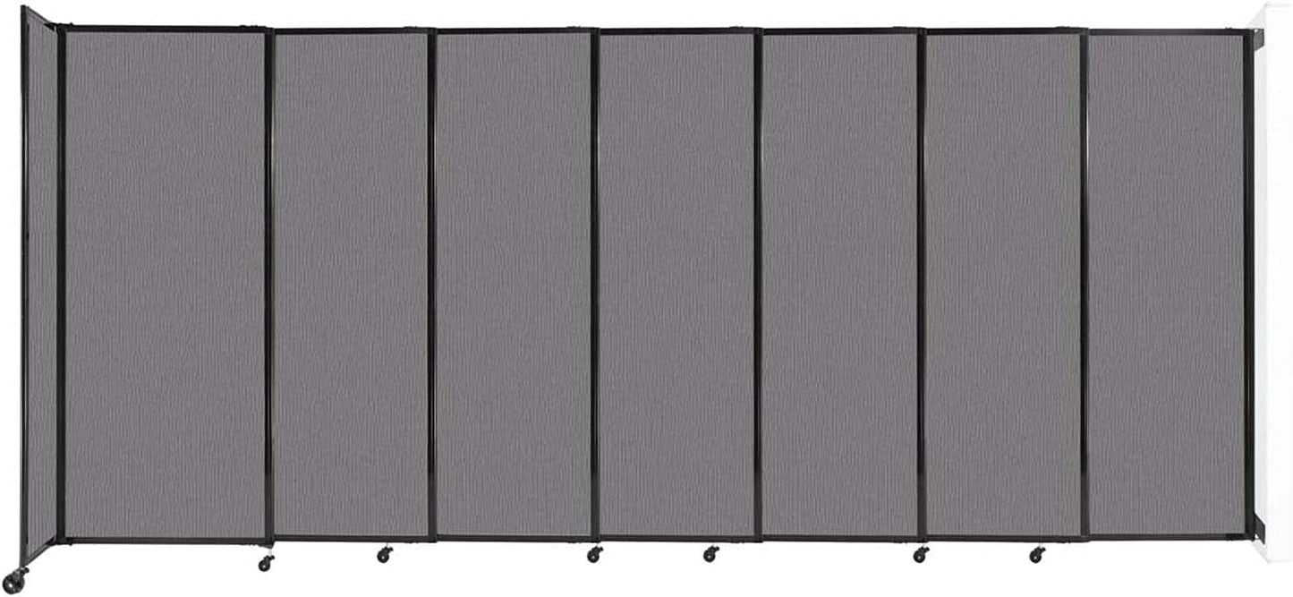 Wall-Mounted Sliding StraightWall Room Divider | Adjustable Widths | Locking Wheels | Room Separator | Up to 15'6" Wide x 6'10" Tall Slate Fabric Panels