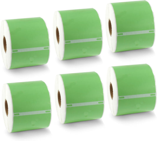 BETCKEY Colored Labels Compatible with Dymo 30857 (2-1/4" x 4") Visitor Name Tag Badge Labels, Compatible for Dymo LabelWriter Thermal 450, 4XL & Zebra Desktop Printers [6 Rolls, Green]