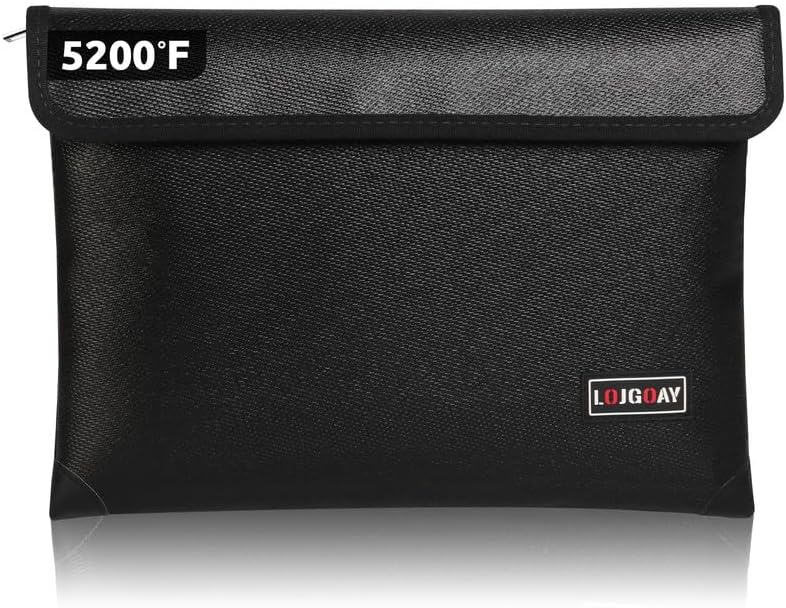 Fireproof Document Bag - with 5200°F Heat Insulated, Waterproof Fireproof Bag with Zipper, 8 Layers of Functional Materials, Fireproof Money Bag for Cash/Documents/Valuables, Fire bag 11"x7.7"