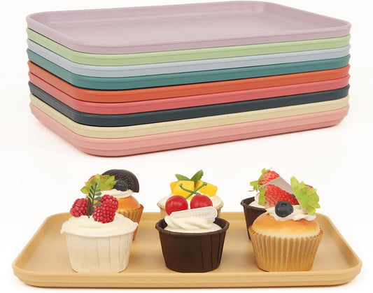 Plastic Art Trays, 10-Pack Large Stackable Activity Crafts Organizer Serving Jewelry Tray for DIY Projects, Painting, Beads, Organizing Supply (12.2 x 8.9 Inches)