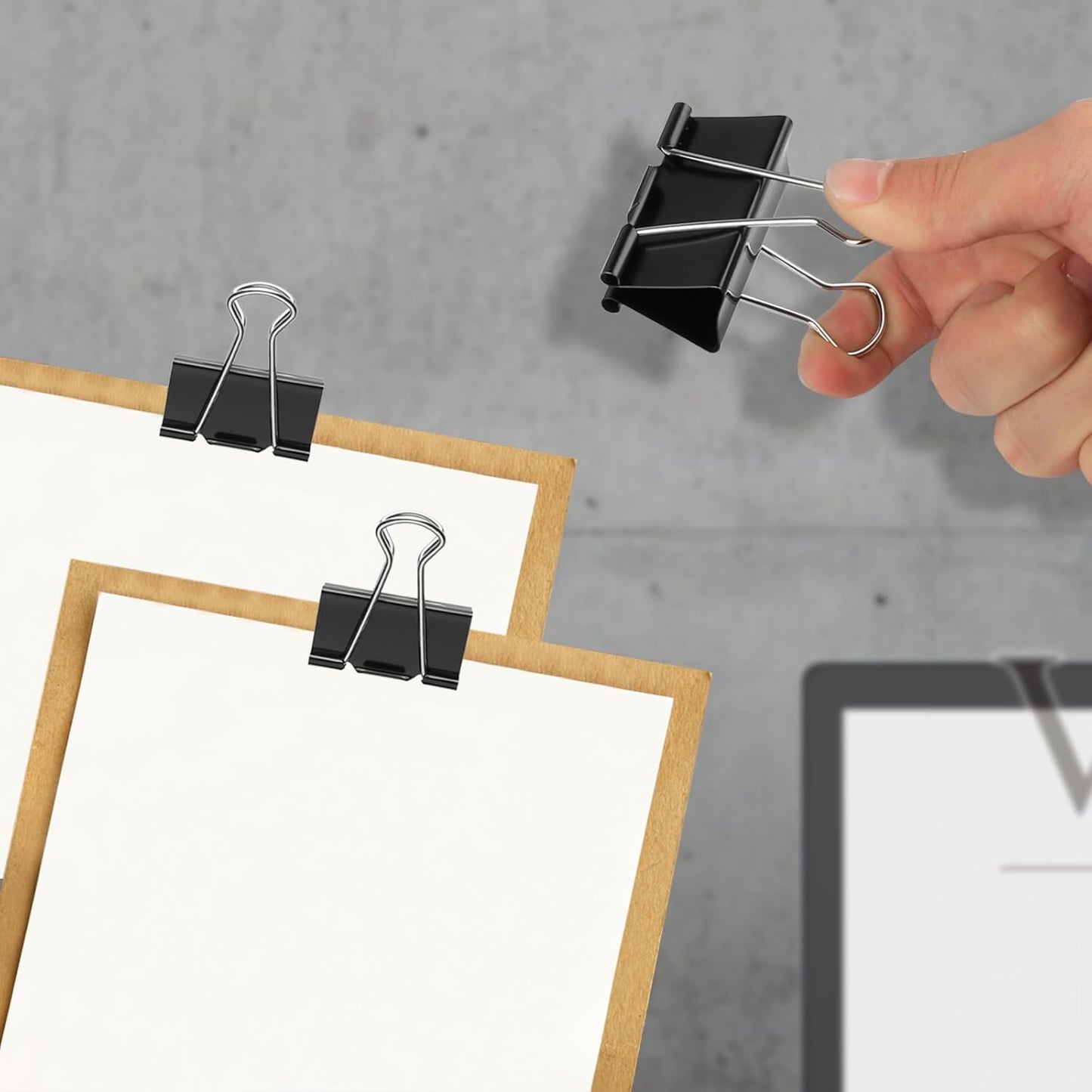 Ufmarine Medium Binder Clips 1.25 Inch Length, (120 Pcs) Black Medium Paper Clips for Office