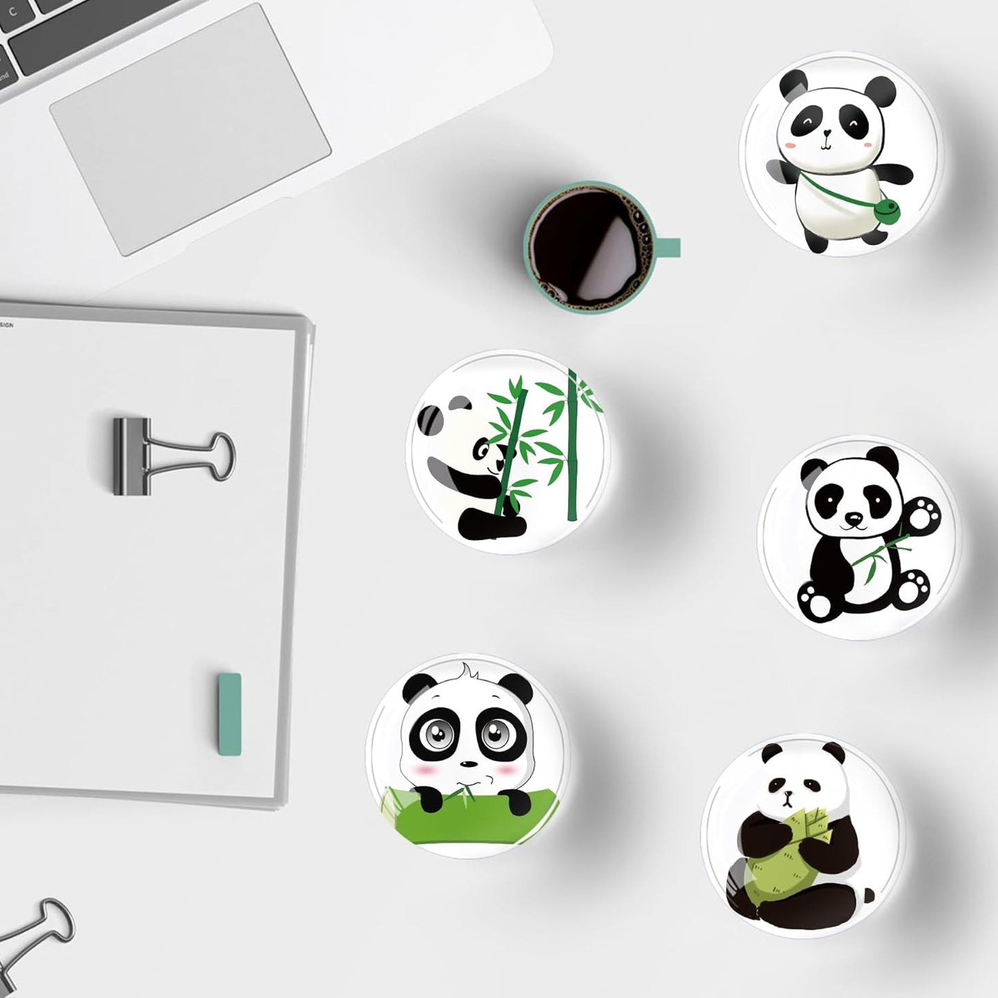 12Pcs Glass Refrigerator Magnet Fridge Sticker,Panda Fridge Magnets Decoration for Crafts,Strong Fridge Magnets for Kitchen, School,Office Whiteboard, Cabinet and Dishwasher
