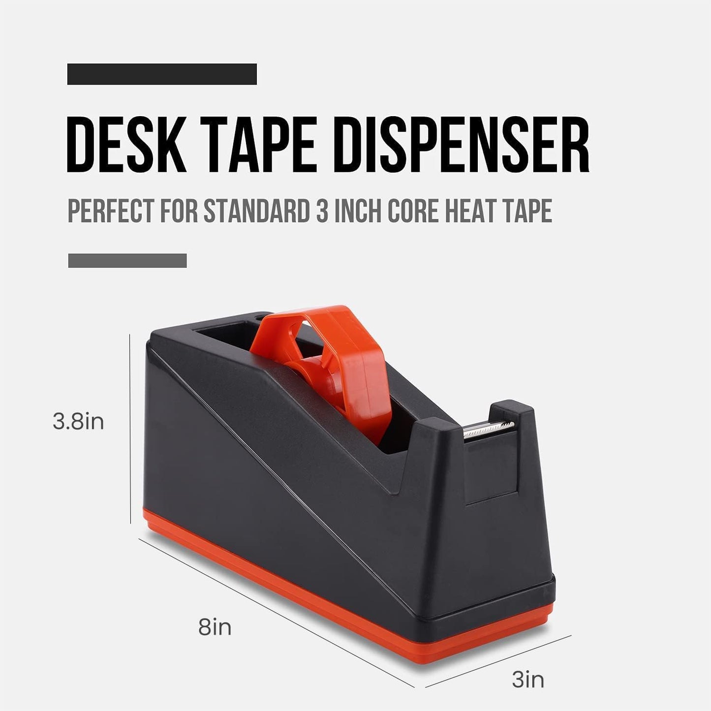 Lichamp 2 Pack Desktop Tape Dispenser Holder with Large 3 Inch Core for Masking, Heat Transfer Sublimation, Painters, Freezer and Kitchen Tapes, 0228BK