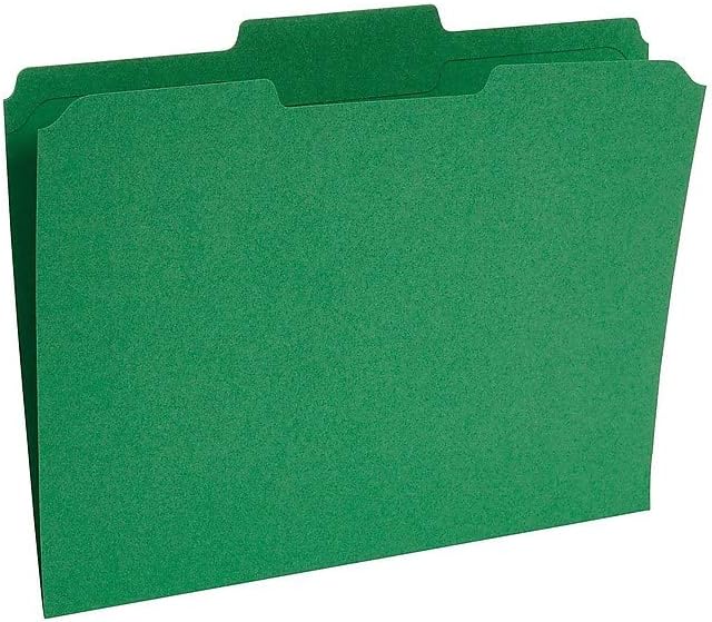 Staples 508960 Colored File Folders w/Reinforced Tabs Letter 3 Tab Green 100/Box