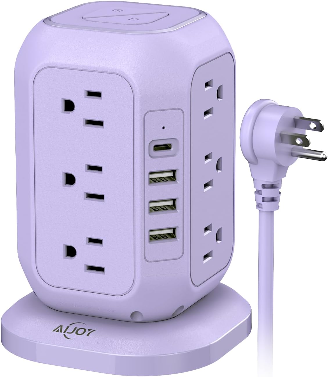 USB C Power Strip Tower, Surge Protector with 12 AC Outlet and 4 USB Ports, AiJoy 10 FT Extension Cord, 1200J Power Strip Surge Protector, USB Charging Station, Office Supplies, Dorm Essentials, Woman