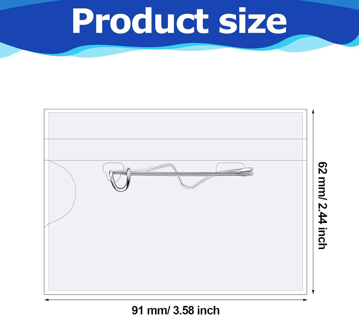 Eaasty 200 Pcs Name Tags with Pins ID Clear Plastic Badge Holder Pin Style Name Badge Holders with Inserts ID Card Plastic Badge Sleeve, 2.44 x 3.58 Inch(Silver Clip)