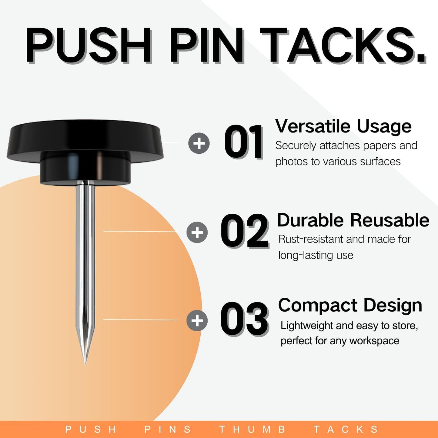 150 PCS Black Flat Push Pins for Wall Thumb Tacks for Walls Flat thumbtacks Push pin for Bulletin Board Shadow Box Display Thumbtack for Cork Board