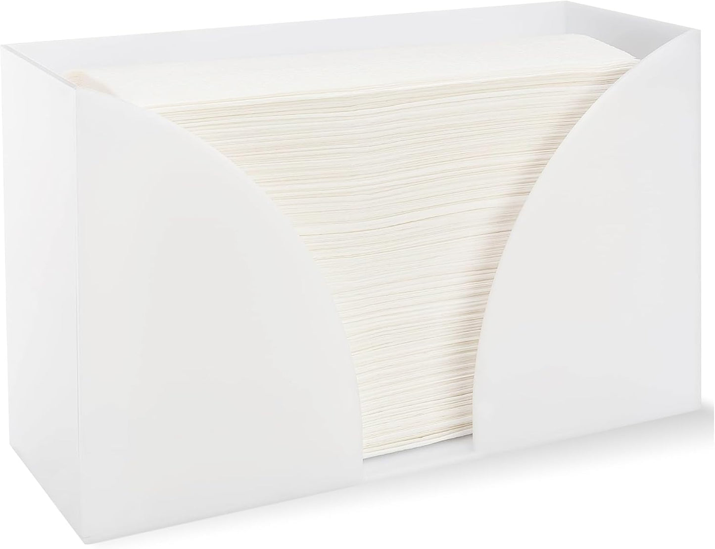 Paper Towel Holder Countertop - 10.75" x 6.5" x 4" White Acrylic - Multifold Hand Towel Dispenser & Napkin Organizer for C-Fold, Z-Fold & Trifold Napkins