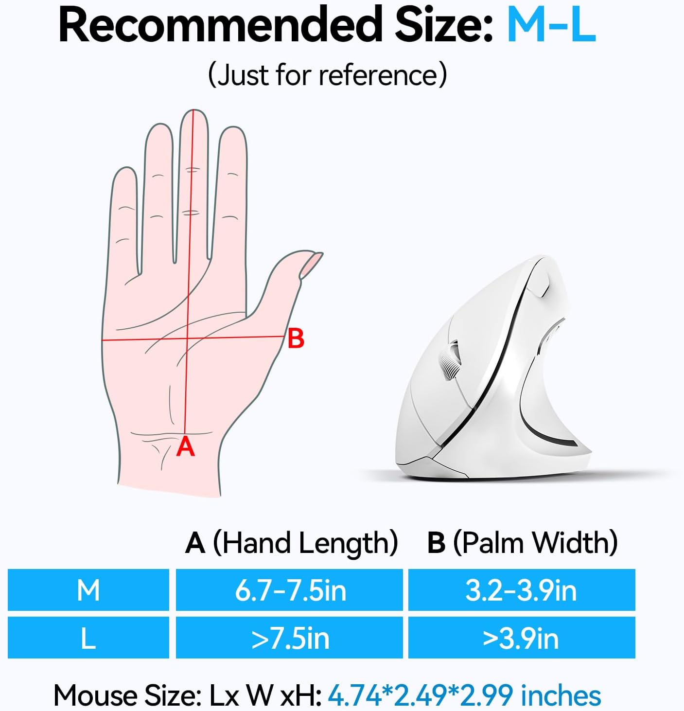 TECKNET Ergonomic Mouse, Wireless Bluetooth Vertical Mouse, 4800 DPI Optical Tracking, 6 Adjustable DPI, Quiet Clicks, 2.4GHz with USB A Receiver, 12 Months Battery, 6 Buttons, Wide Compatibility