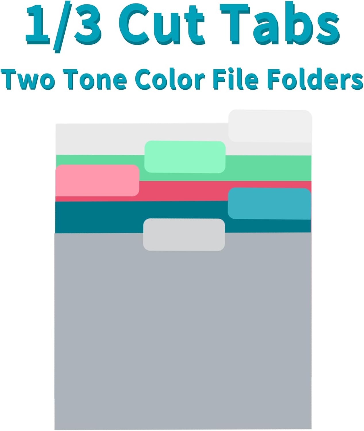 36 Packs Colored File Folders,White File Folders,Two Tone Color File Folder 8.5 x 11 Inch,1/3 Cut Tabs Letter Size,Manila File Folders for Office,School and Home,Organization