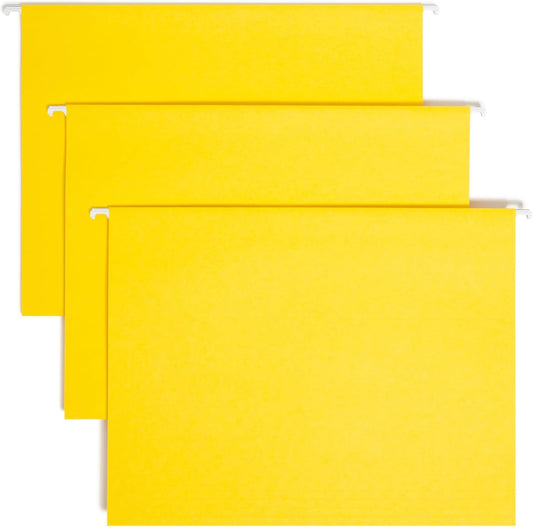 Smead Standard Hanging File Folders, 25 Count, Yellow, 1/5-Cut Adjustable Tabs, Letter Size (64069)