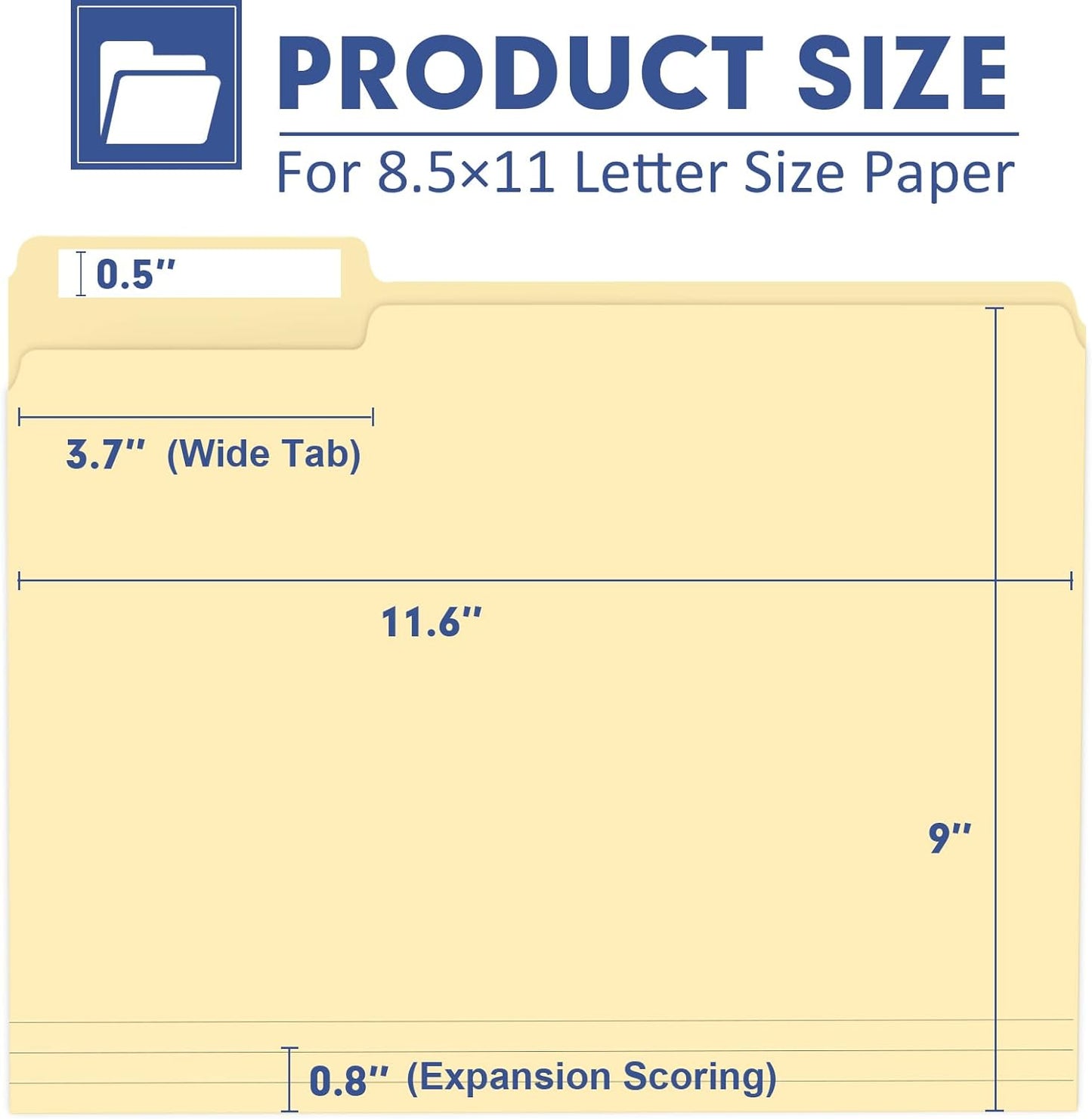 File Folder, PANDRI 220 Pack File Folder, 1/3 Cut Tab, Letter Size, Filing Folder for Office School Business, Manila