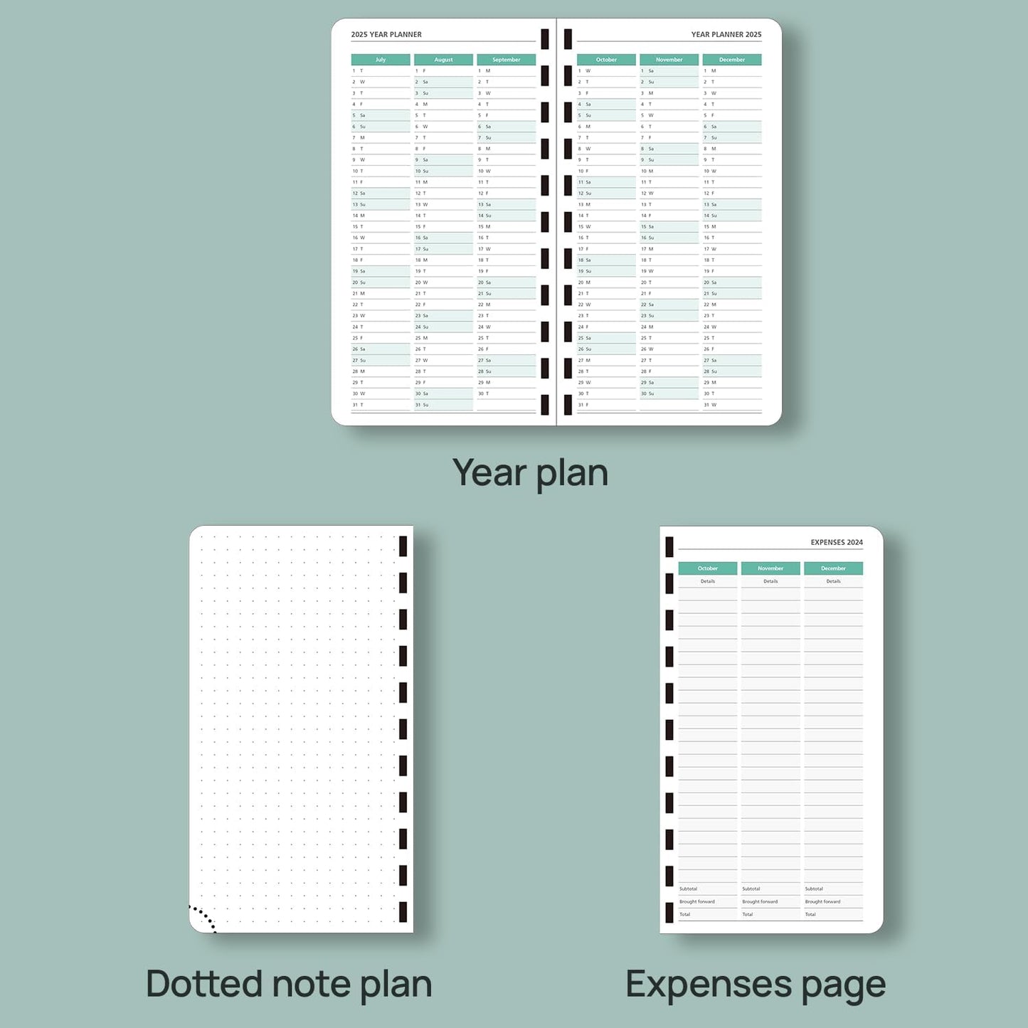 POPRUN Pocket Planner 2025-2026 (Slim Size 3.5'' x 6.5'') Academic Purse Calendar (July 2025 - June 2026) with Hourly Time Slots, 100GSM Thick Paper, Spiral Soft Cover - Grey