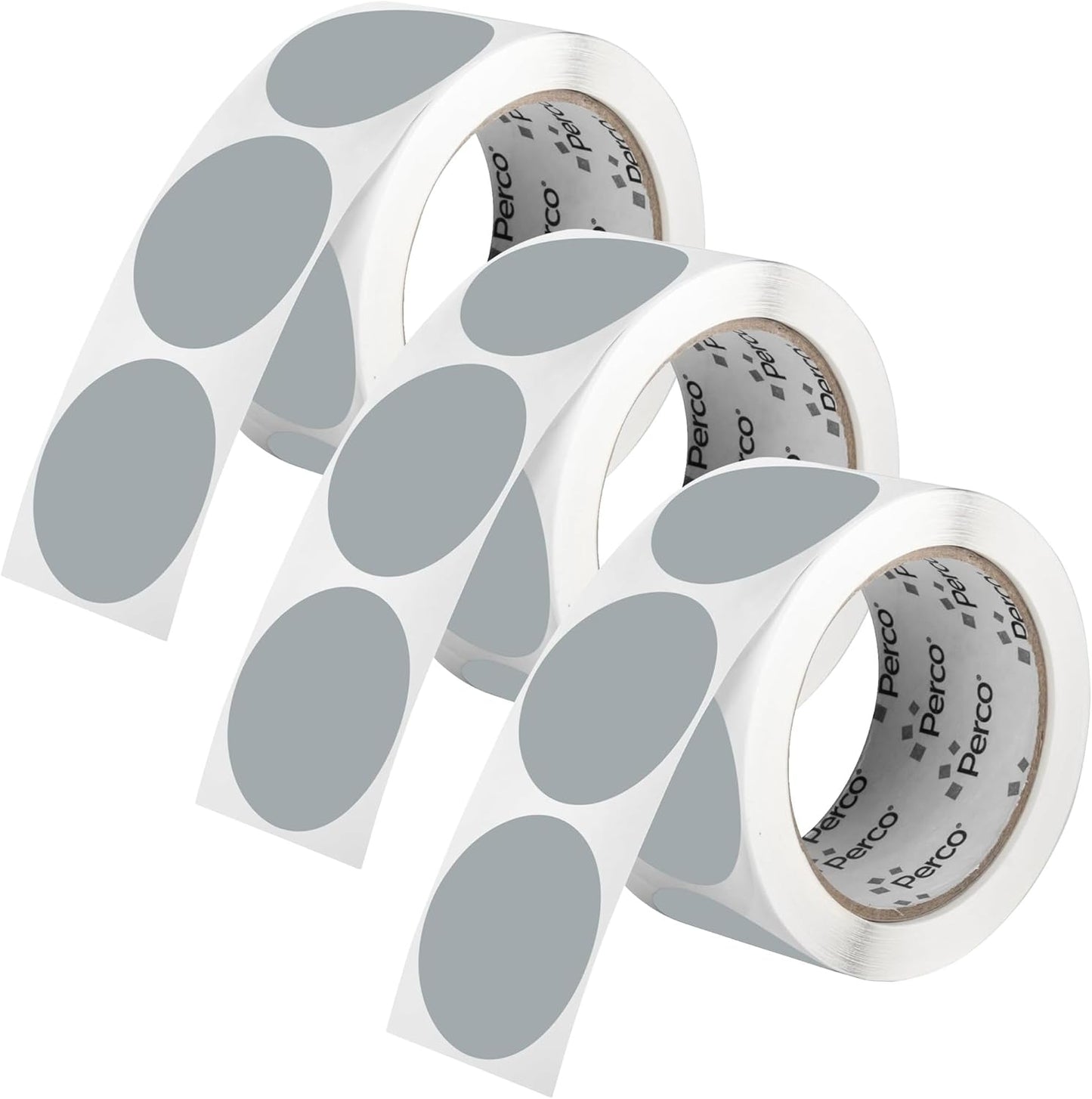 Perco Grey 2-Inch Round Circle Dot Sticker Labels - Multi-Roll Pack (3 Rolls, 500 Labels Each) - Permanent Adhesive, Vibrant Colors, Strong Hold - Perforated for Easy Use - Made in USA