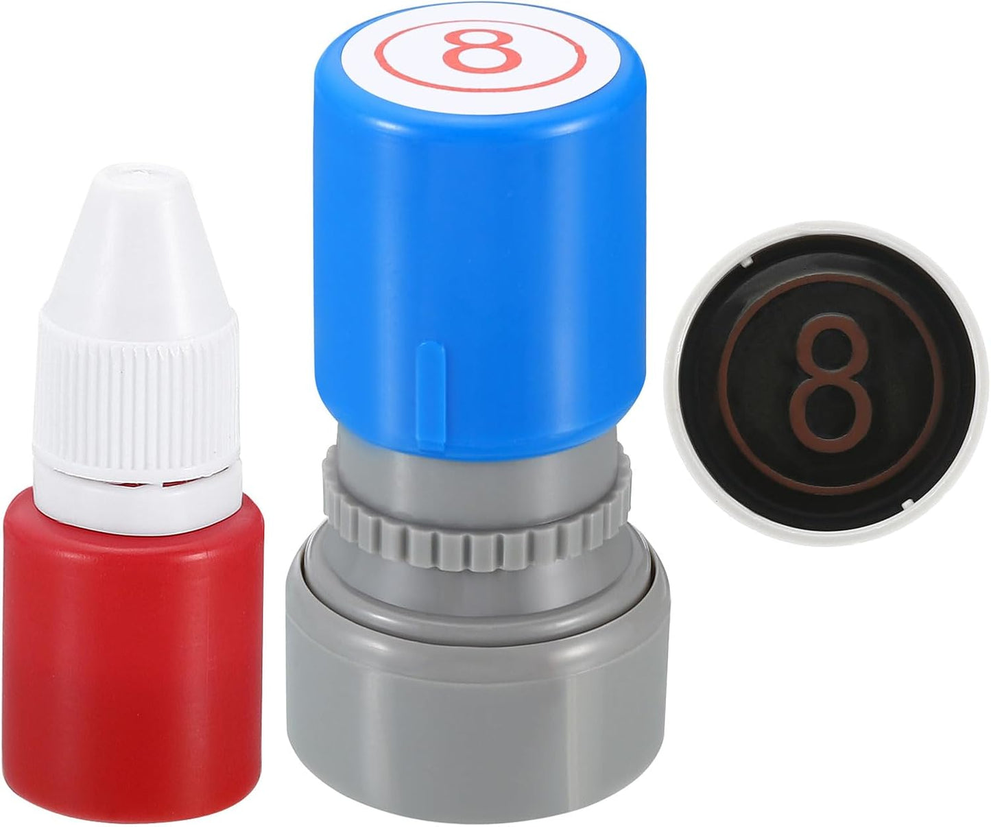 PATIKIL Number Stamps Self Inking, Numeral 8 Number Stamp Teacher Stamp Initial Stamp Ink Stamp for Class Notebook Scrapbooking DIY Craft Style 2, Red Ink