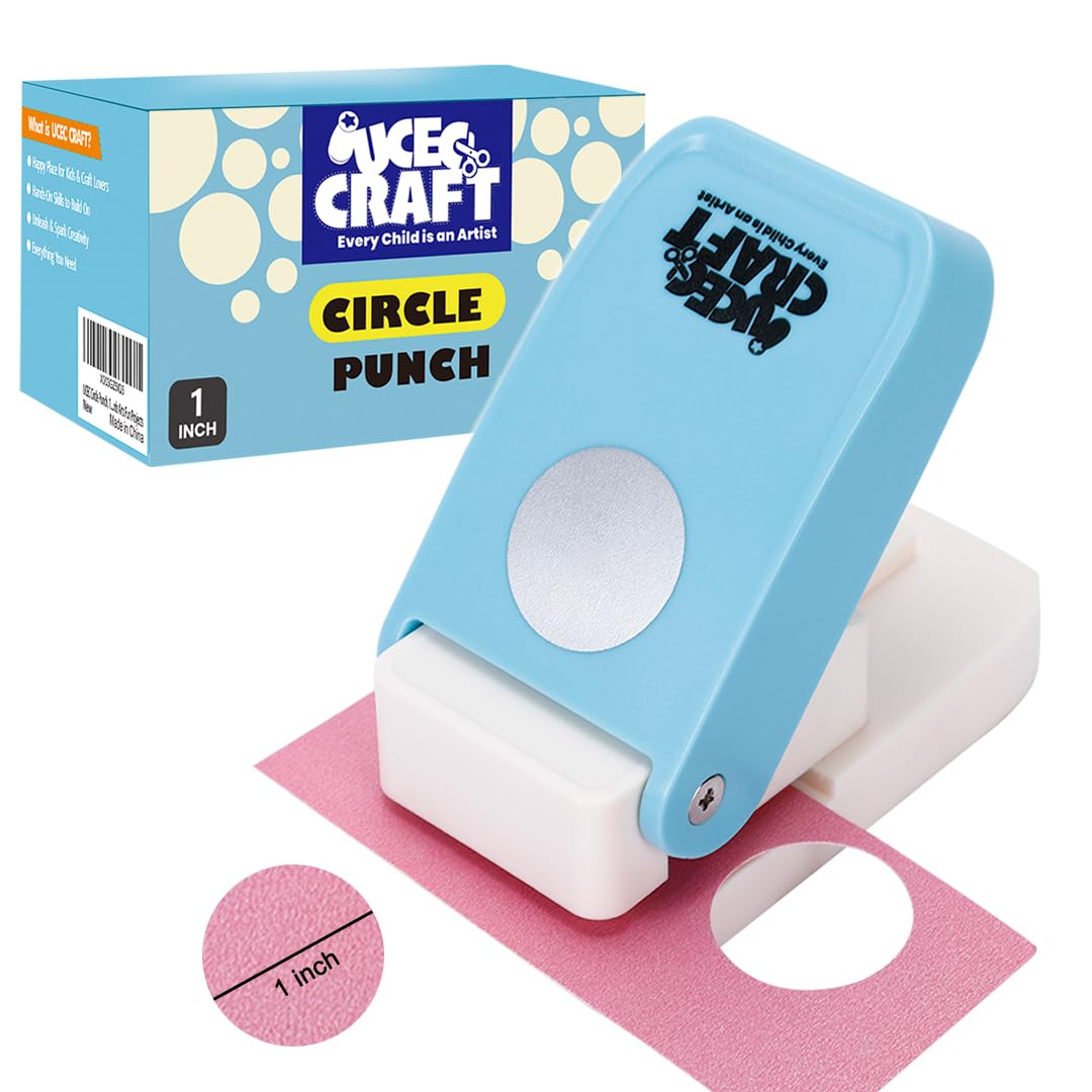 UCEC 1 Inch Hole Punch Circle Punch, Handmade Paper Punch, One Hole Punches Circle Cutter Tool for Paper Crafts, Craft Lever Puncher for Tags Cards Scrapbooking Home School Office Supplies