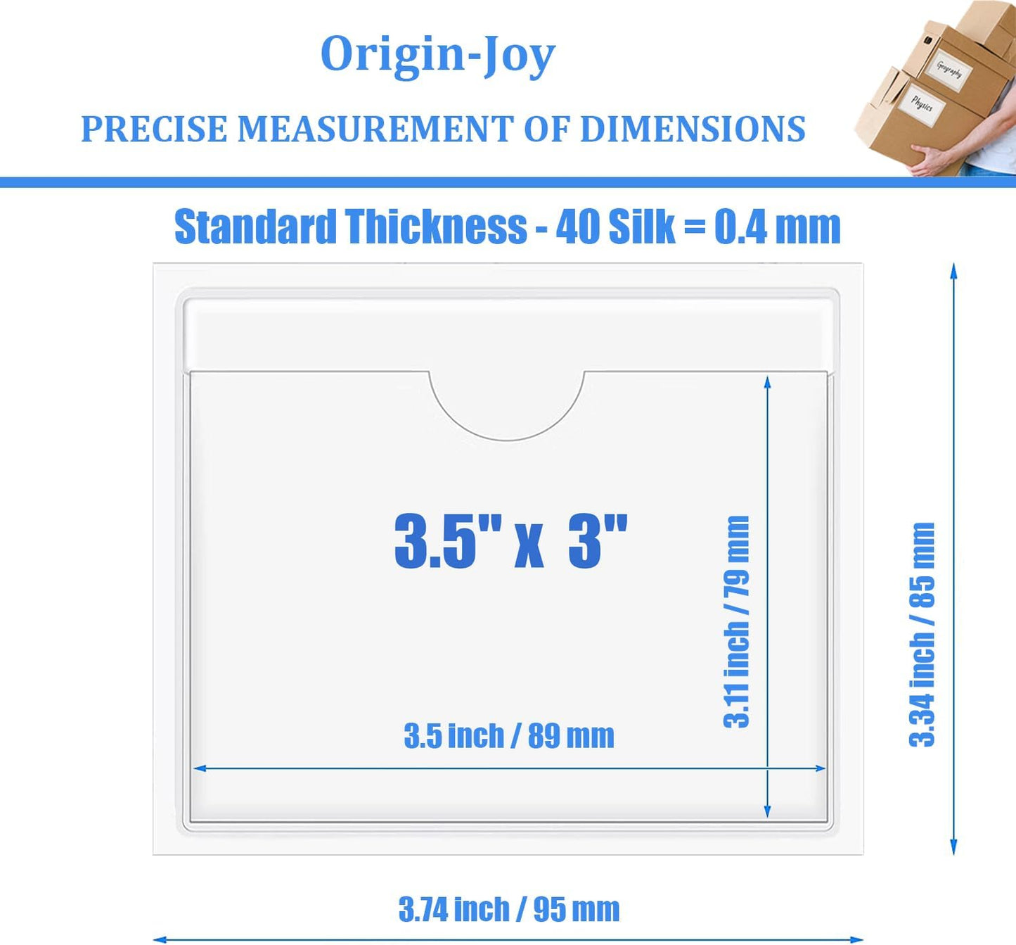 Origin-Joy 25 PCS Self-Adhesive Index Label Pockets, Clear Plastic Peel & Stick Card Holders with Top Open for Loading (3.5 x 3 inch)