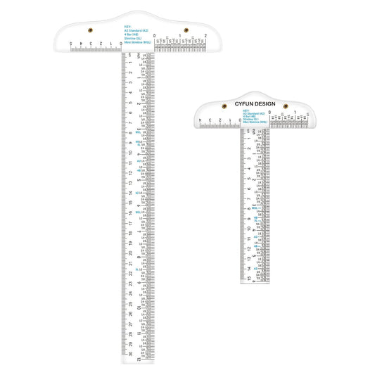 CYFUN DESIGN 12" 6" Acrylic T-Square Ruler Precision Marking T Square Ruler, 3 Pack, Transparent, T Ruler, for Crafting Drafting and General Layout Work Art Framing & Drafting Scrapbooking Crafting