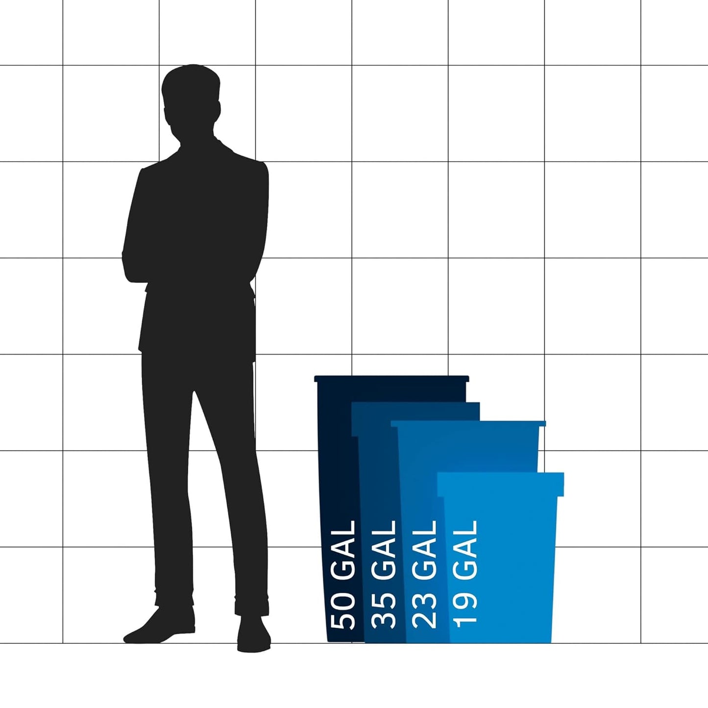 35 Gallon Grey Square Commercial Trash Can