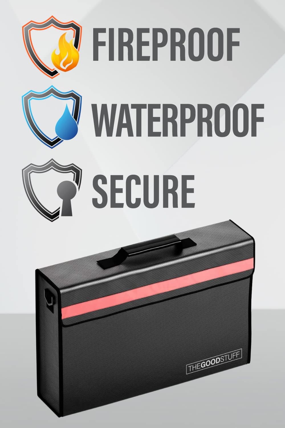 The Good Stuff Fireproof Document Box for Legal Documents, Passports, Cash, and Contracts, 5" x 11" 3.5" / 2000℉ Protect Your Notebooks, Binders, Folders, and Contracts