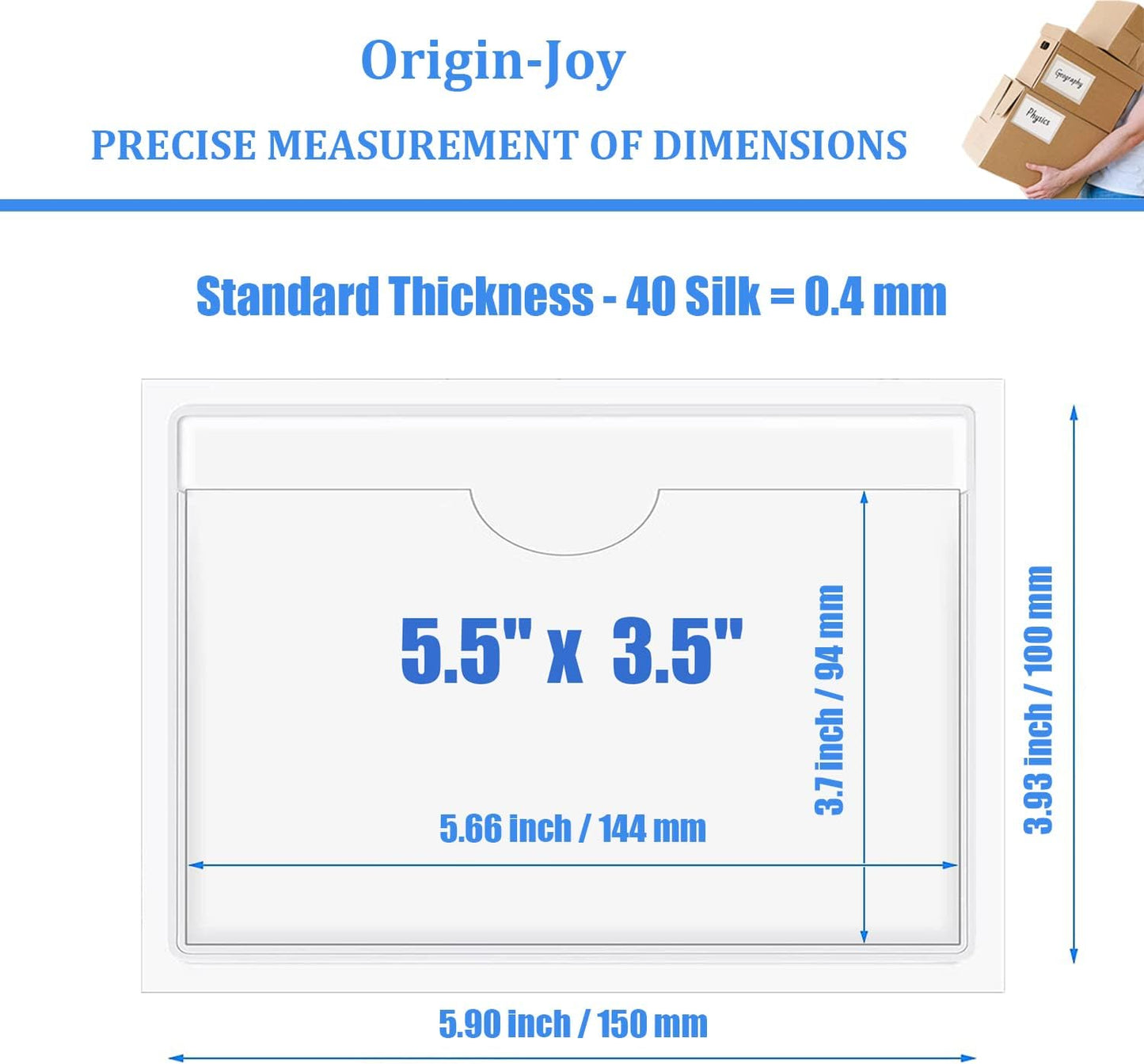 Origin-Joy 25 PCS Self-Adhesive Index Label Pockets, Clear Plastic Peel & Stick Card Holders with Top Open for Loading (5.5 x 3.5 inch)
