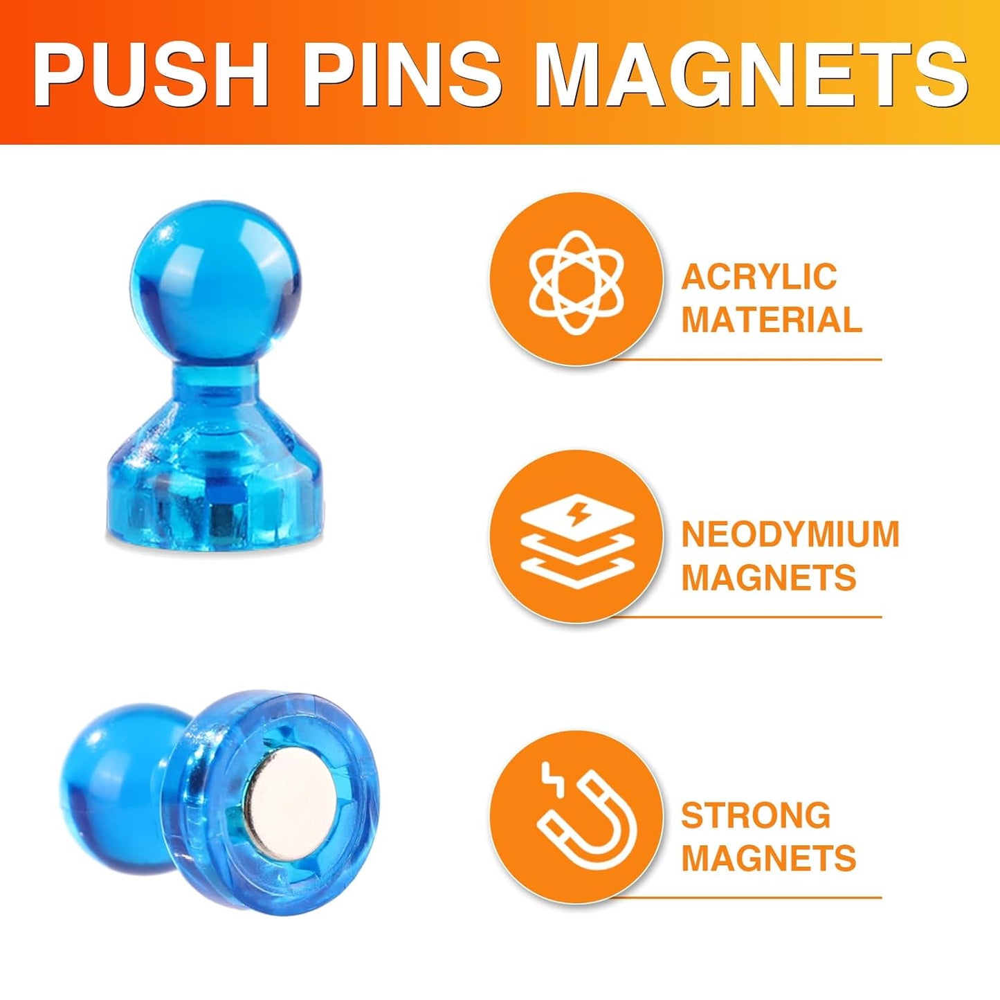 MIKEDE Refrigerator Magnets - 8 Colors Neodymium Fridge Magnets for Adults, Colorful and Practical Small Magnets for Whiteboard, Strong Push Pins for Office, Map - 120 Pack