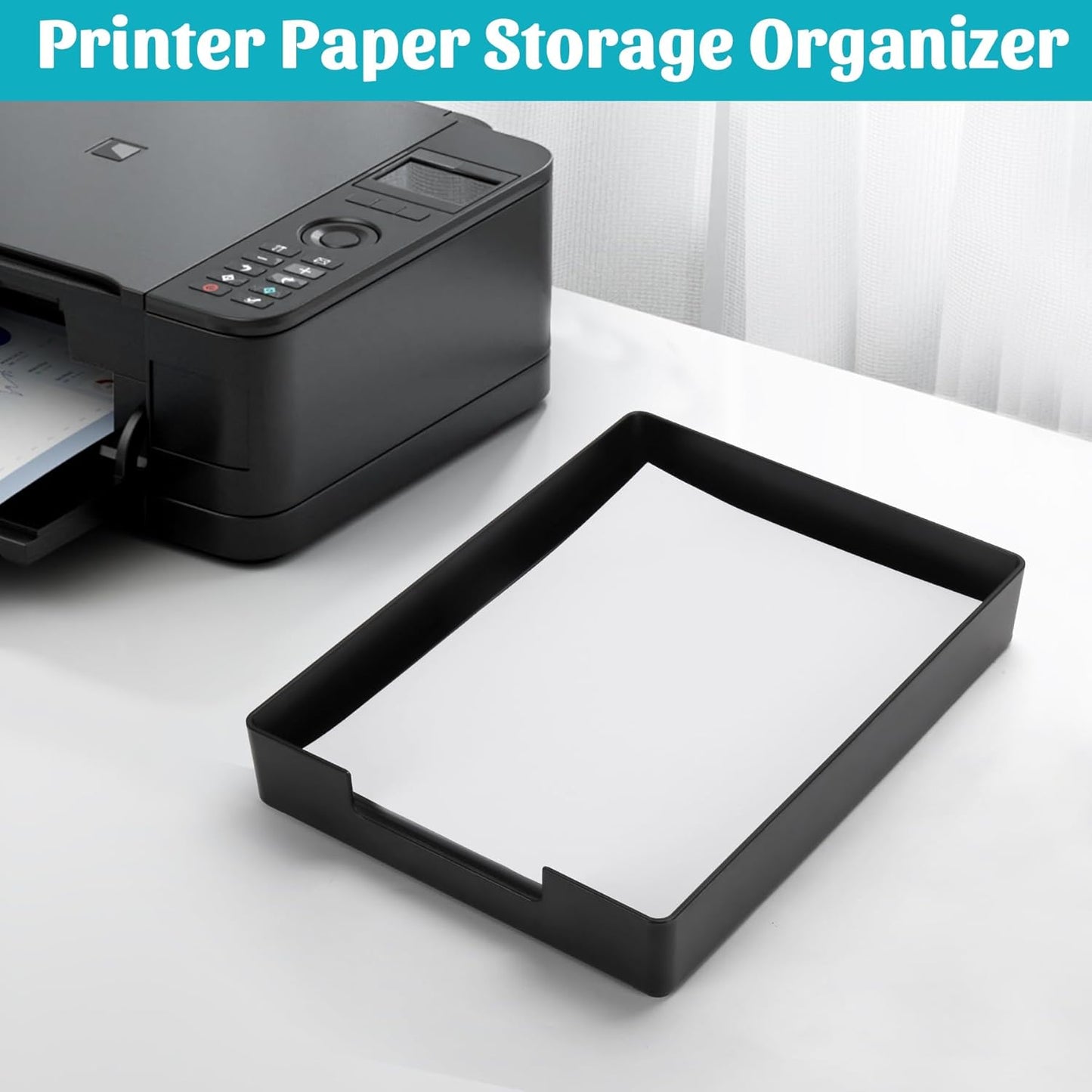 Letter-Size Tray Desk Letter Tray Paper Tray, Sturdy Heavy-Duty Plastic Printer Paper Tray, Single-Tier Stackable File Storage Organizer for Office Home (2, Black)