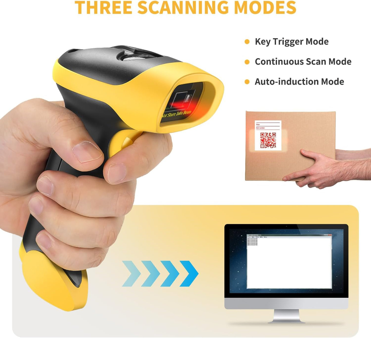 NetumScan Bluetooth Bar Code Scanner, 3 in 1 Automatic Wireless 1D Barcode Scanner Handheld USB CCD Barcode Reader for Store, Warehouse POS, Computer, Tablet, iPhone, iPad, Android