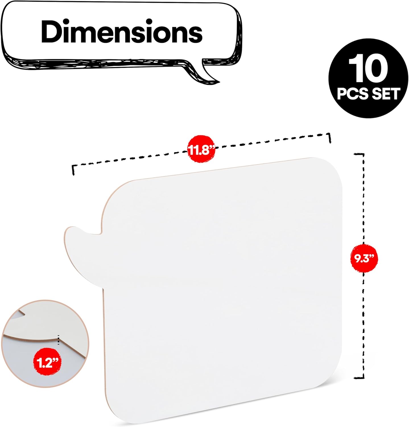 Speech Bubble White Board - Set of 10 - Dry Erase Answer Paddle for Kids and Adults - Smooth Surface for Easy Writing and Wiping - Reusable Paper Material - White