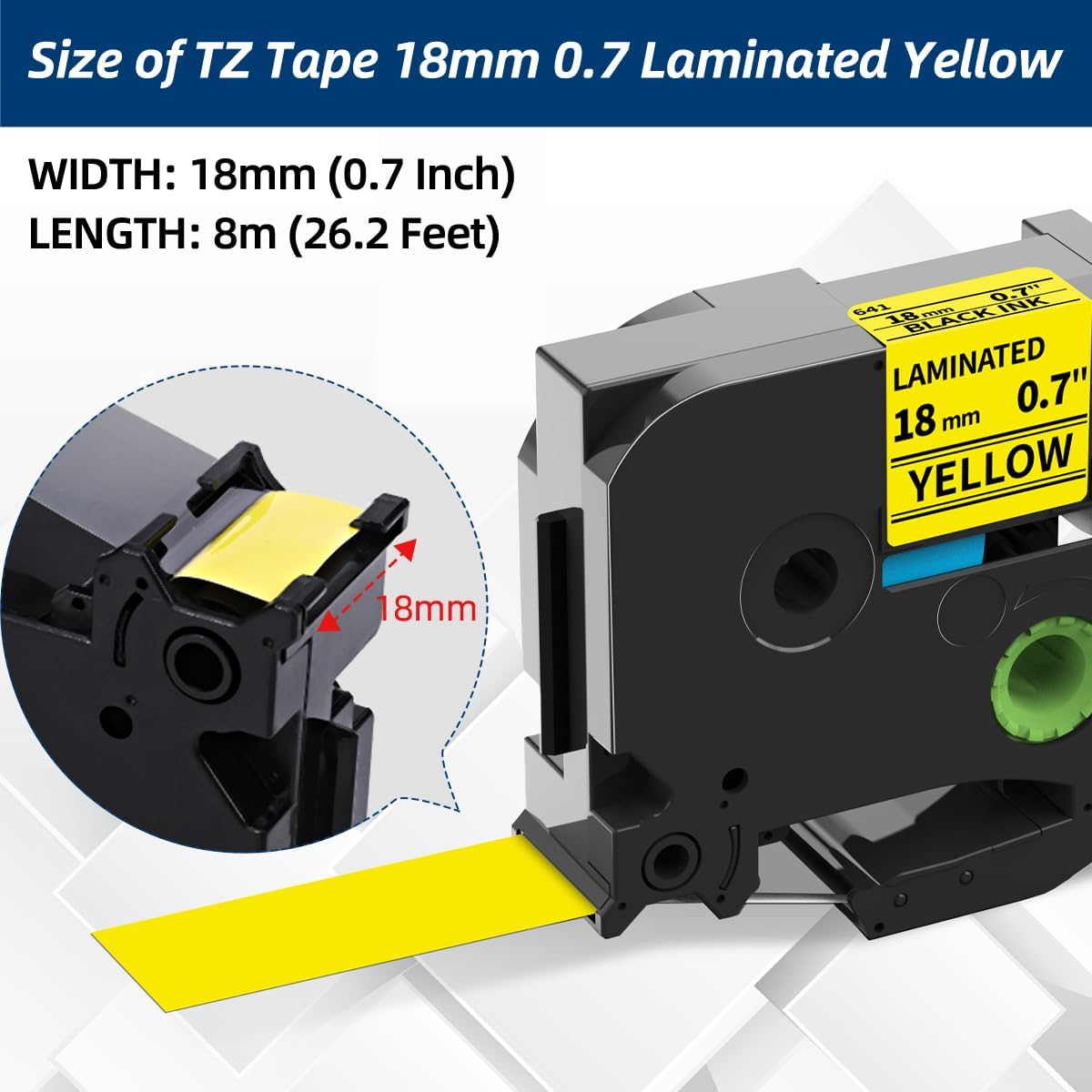 Labelife 18mm Label Tape Replacement for Brother P Touch TZe TZ Tape 18mm 0.7 Laminated TZe-641 TZe641 TZ641 for Ptouch PTD600 PTD400AD PT1880 Label Maker, 4-Pack Black on Yellow 3/4"
