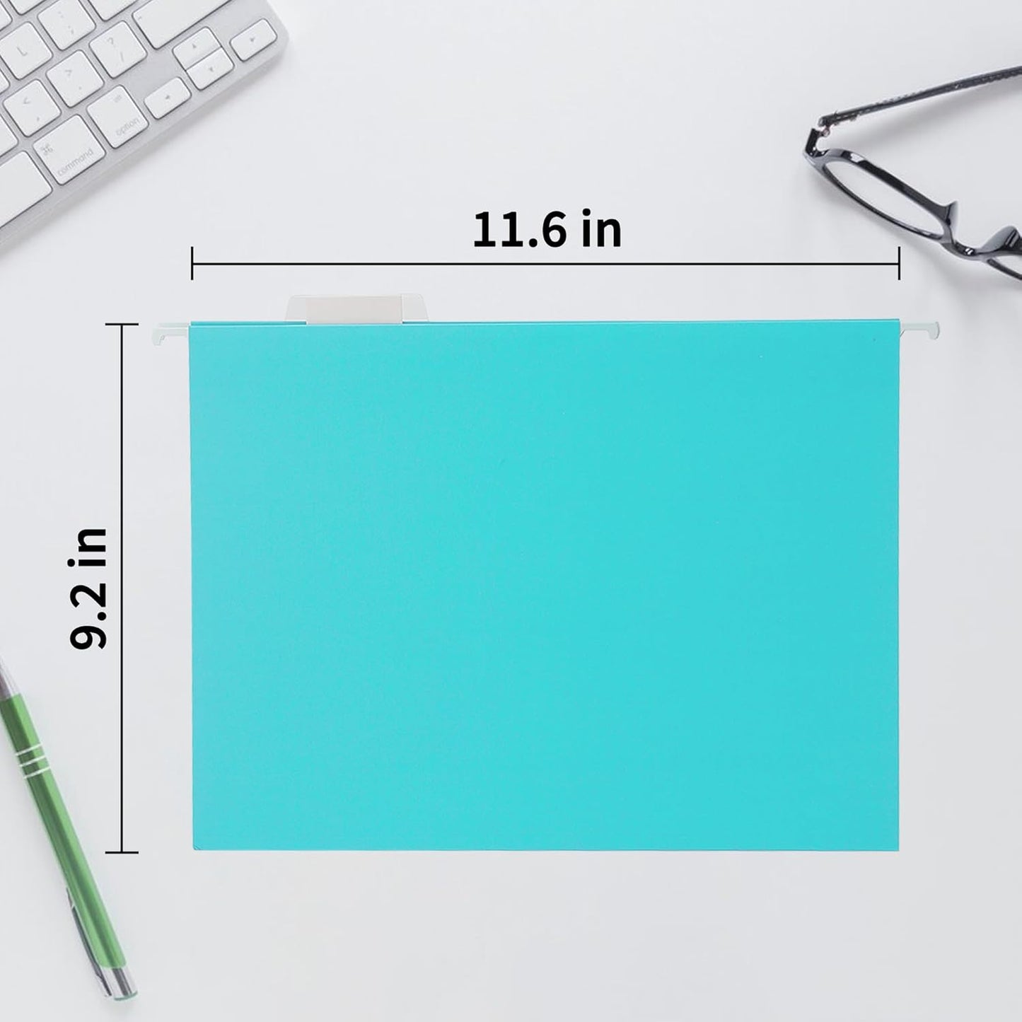 Cyan Blue Hanging File Folders,25 Packs Letter Size File Folder,Designed for Bulky Files,Filing Cabinet,1/5 Adjustable Tabs for Office,School,Home