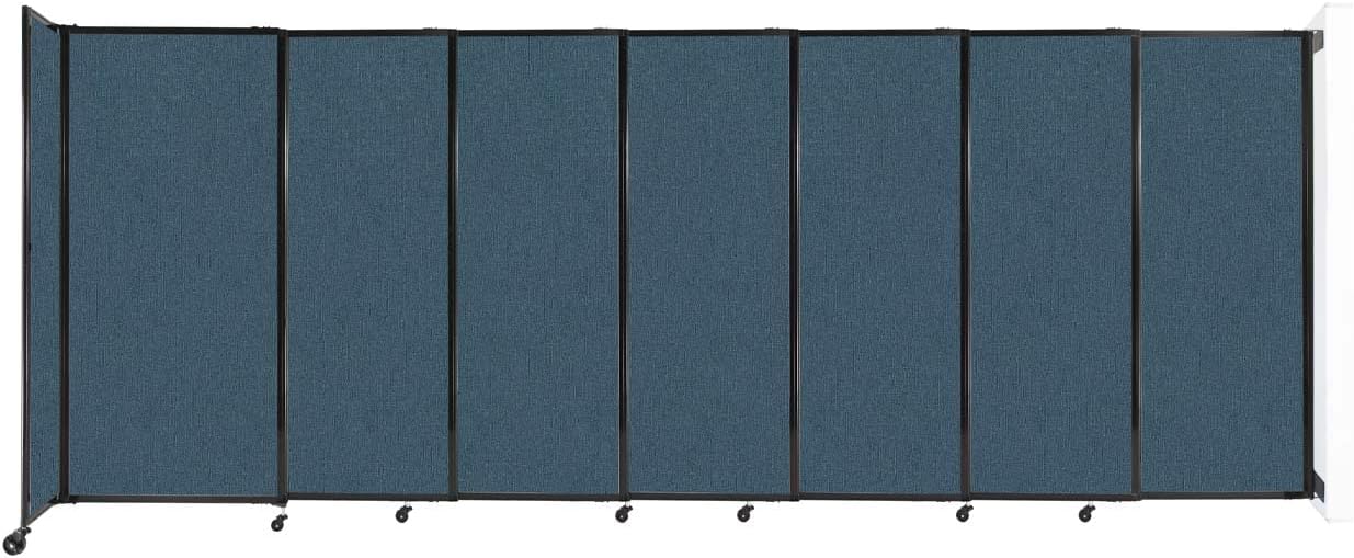 Wall-Mounted Sliding StraightWall Room Divider | Adjustable Widths | Locking Wheels | Room Separator | Up to 15'6" Wide x 6' Tall Caribbean Fabric Panels