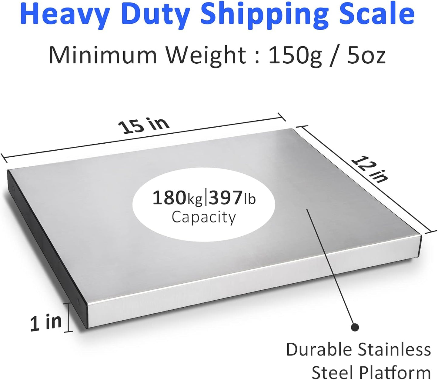 THINKSCALE Shipping Scale, 397lb Heavy Duty Digital Stainless Steel Large Platform Postal Scale with Wireless Display, Baby Scale Office Package Scale,Commercial Scale for Business, Puppy Scale