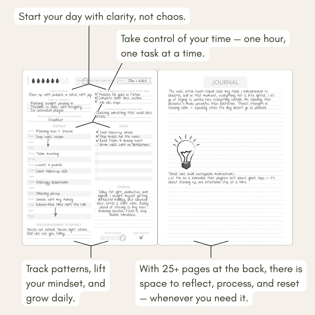 Pland Studio 90-Day Planner Journal – Undated Daily Goal Organizer in Alabaster Linen | Gratitude Journal, Habit Tracker, Vision Board, and Reflection Pages for Mindful Planning