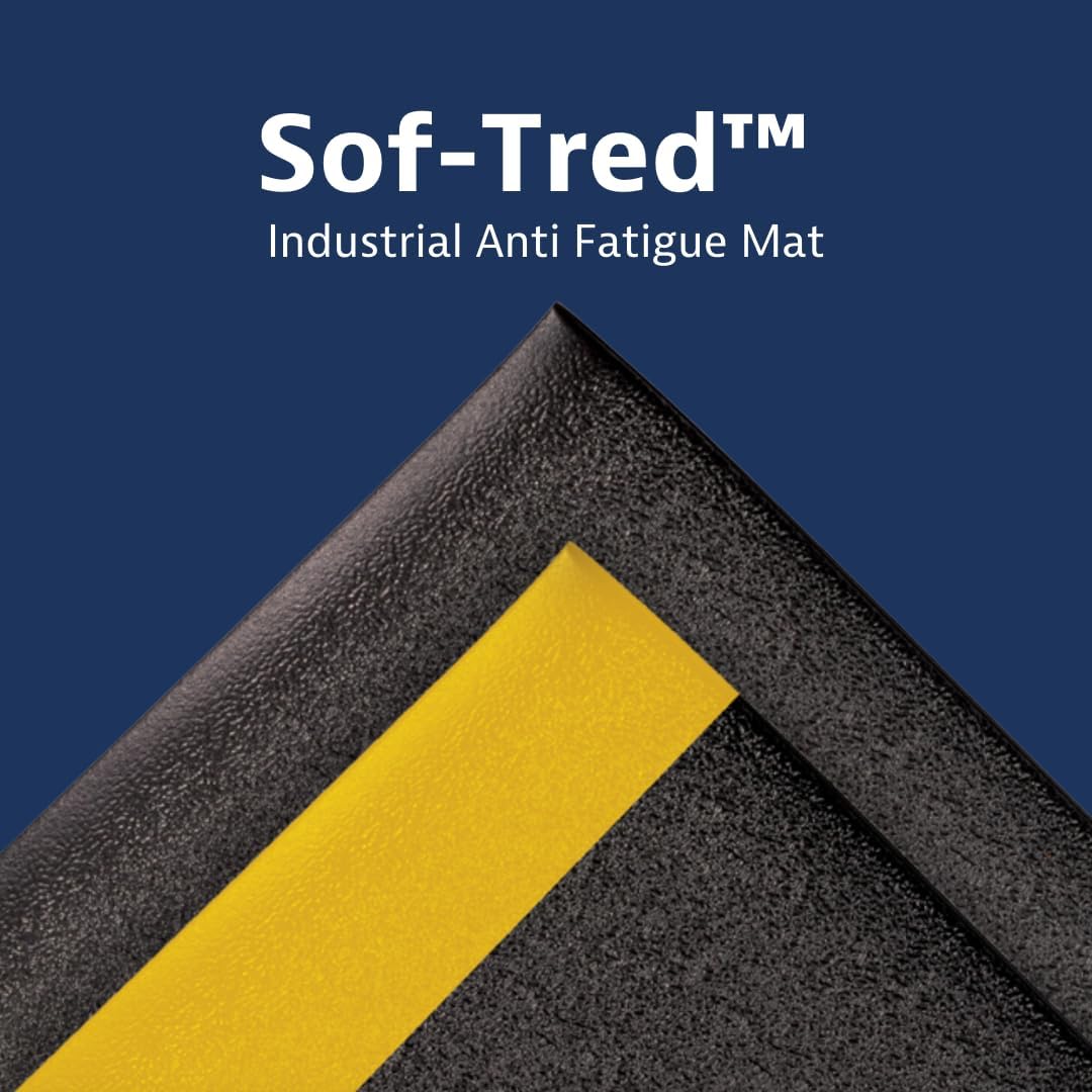 Notrax 411 Sof-Tred™ 3' x 60' x 3/8" Anti Fatigue Mat, Enhanced Slip Resistance with Beveled Edges and Pebbled Surface, Ideal for Industrial and Commercial Workplaces, Black, 411R0336BL