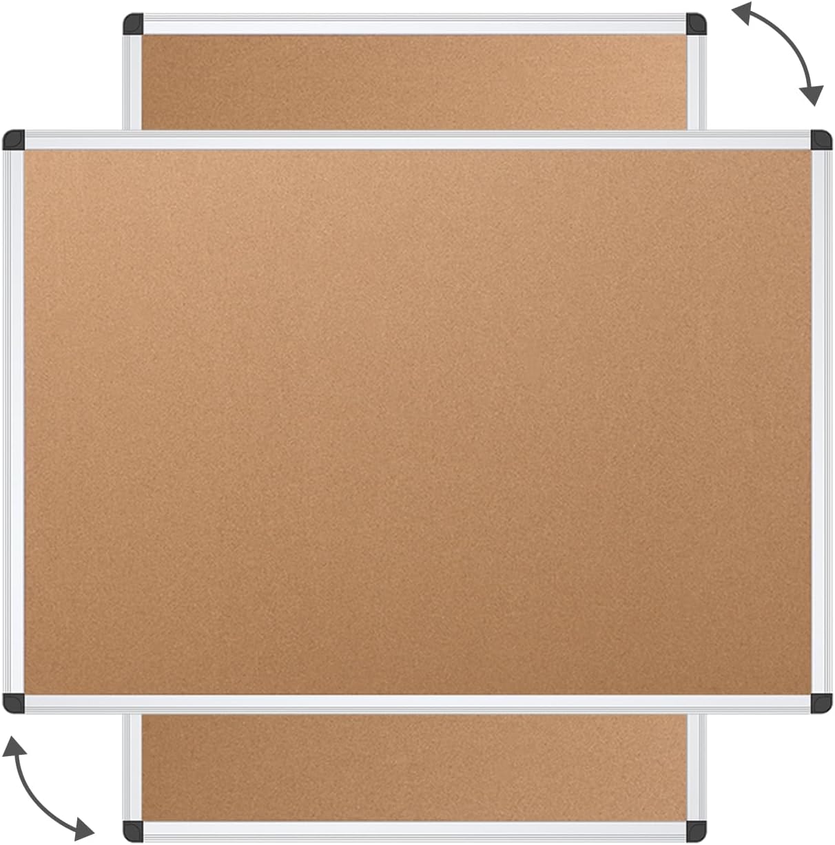 VIZ-PRO Large Cork Bulletin Board, 72 X 40 Inches, Wall-Mounted Corkboard with Silver Aluminium Frame for School, Office, and Home