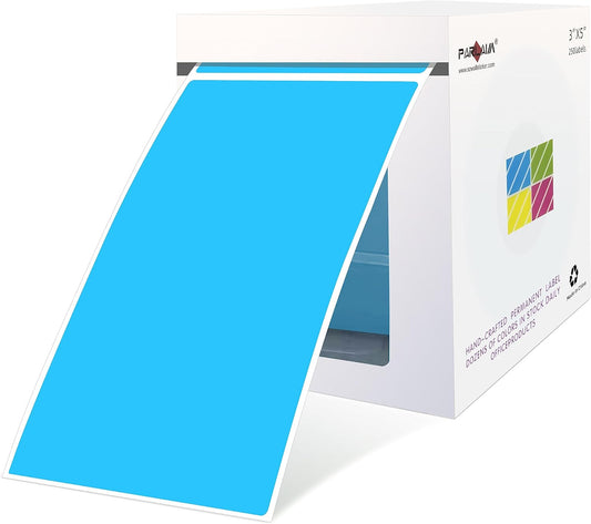 PARLAIM Large 5 x 3 inch Rectangle Color Coding Sticker, Writable Square Color Code Inventory Label for Moving Box (250pcs Sky-Blue)