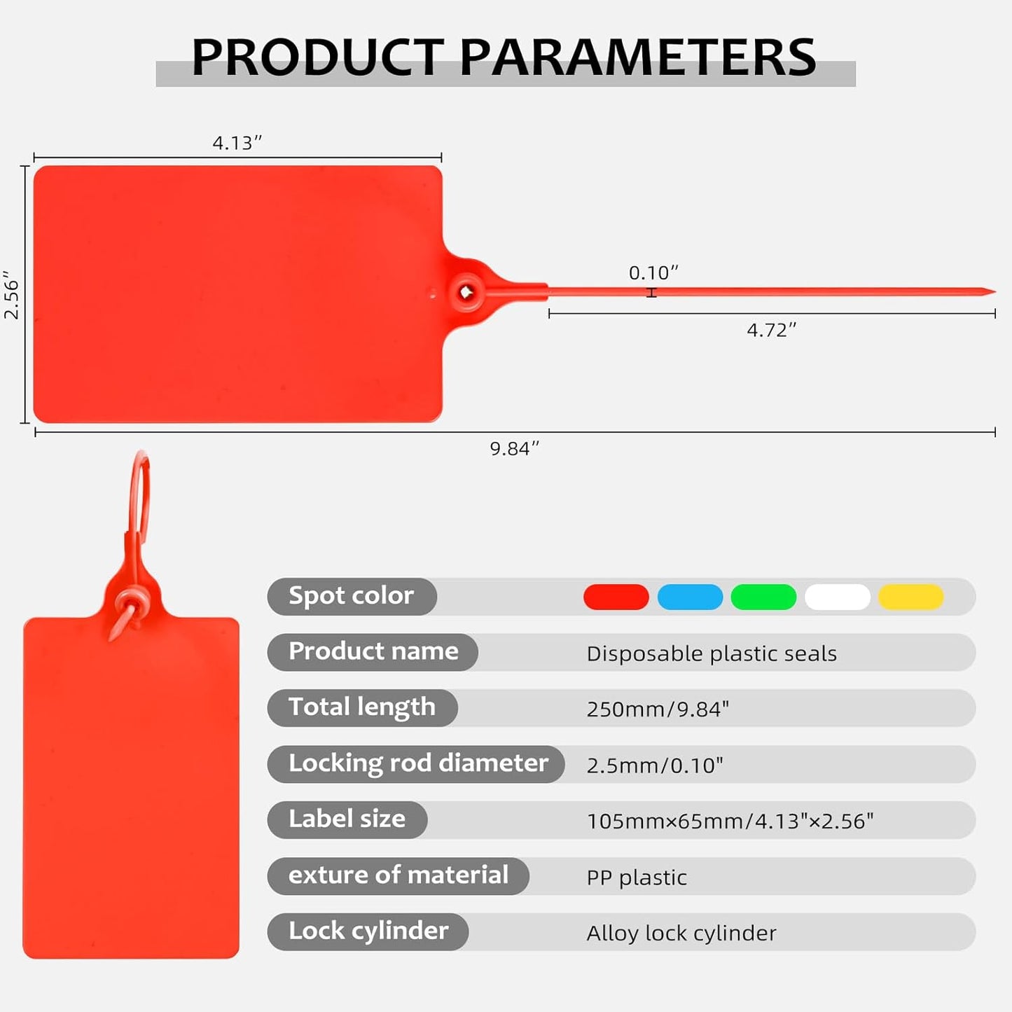 100 Plastic Waterproof Shipping Tags - Writable Marker Ties, Hanging Security Tamper Seals for Labeling and Storage - With One Marker Pen (Red)