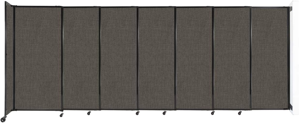 Wall-Mounted Sliding StraightWall Room Divider | Adjustable Widths | Locking Wheels | Room Separator | Up to 15'6" Wide x 6' Tall Mocha Fabric Panels