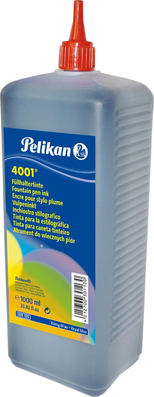 Pelikan 4001 Bottled Ink for Fountain Pens, Royal Blue, 1 Liter, 1 Each (301135)