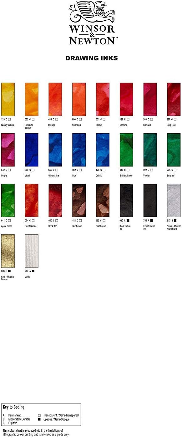 Winsor & Newton Drawing Ink, 30ml Bottle, Black Dropper Cap