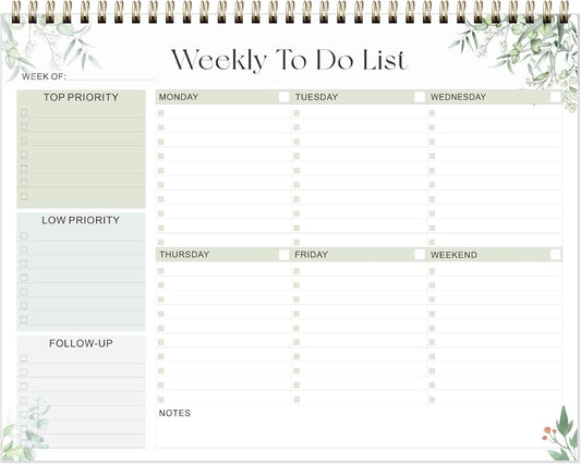 Weekly To Do List Notepad, Undated Planner with 52 Sheets (8.5''x11''), Desk Weekly Planner for Women & Man, Home School & Work