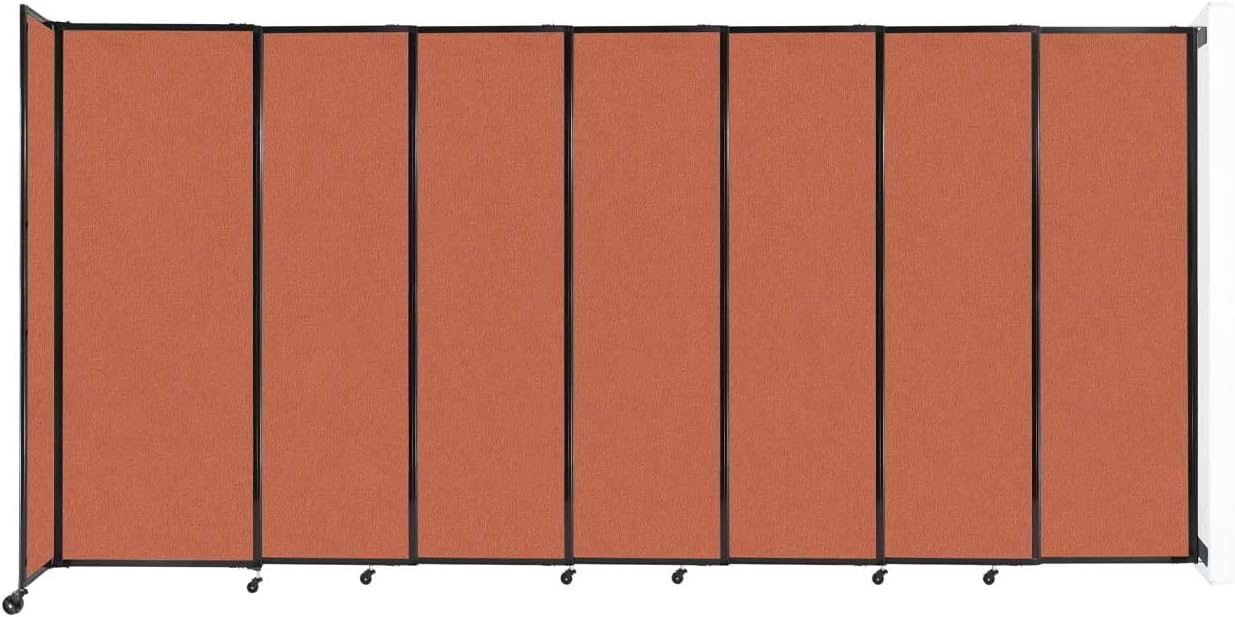 Wall-Mounted Sliding StraightWall Room Divider | Adjustable Widths | Locking Wheels | Room Separator | Up to 15'6" Wide x 7'6" Tall Papaya Fabric Panels