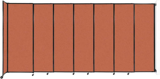 Wall-Mounted Sliding StraightWall Room Divider | Adjustable Widths | Locking Wheels | Room Separator | Up to 15'6" Wide x 7'6" Tall Papaya Fabric Panels