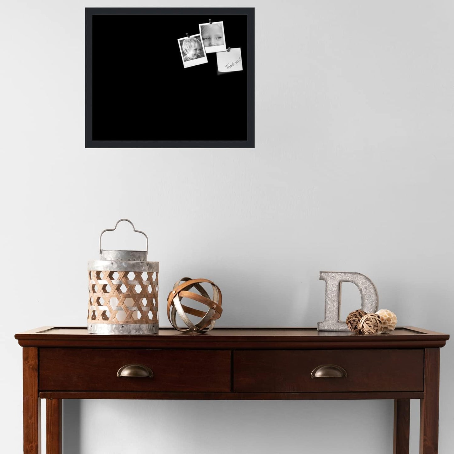 PinPix 21x17 Inch Cork Bulletin Board. This Decorative Framed Pin Board Comes with Solid Black Design and a Satin Black Frame. Ideal for Home Office Decor or Message Board (PinPix-622)